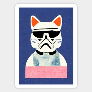 Stormtrooper Cat Retro Poster Vintage Art Space Wall Stars Galaxy Illustration Sticker